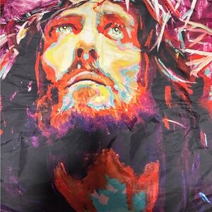 Vibrant Jesus Art Tapestry